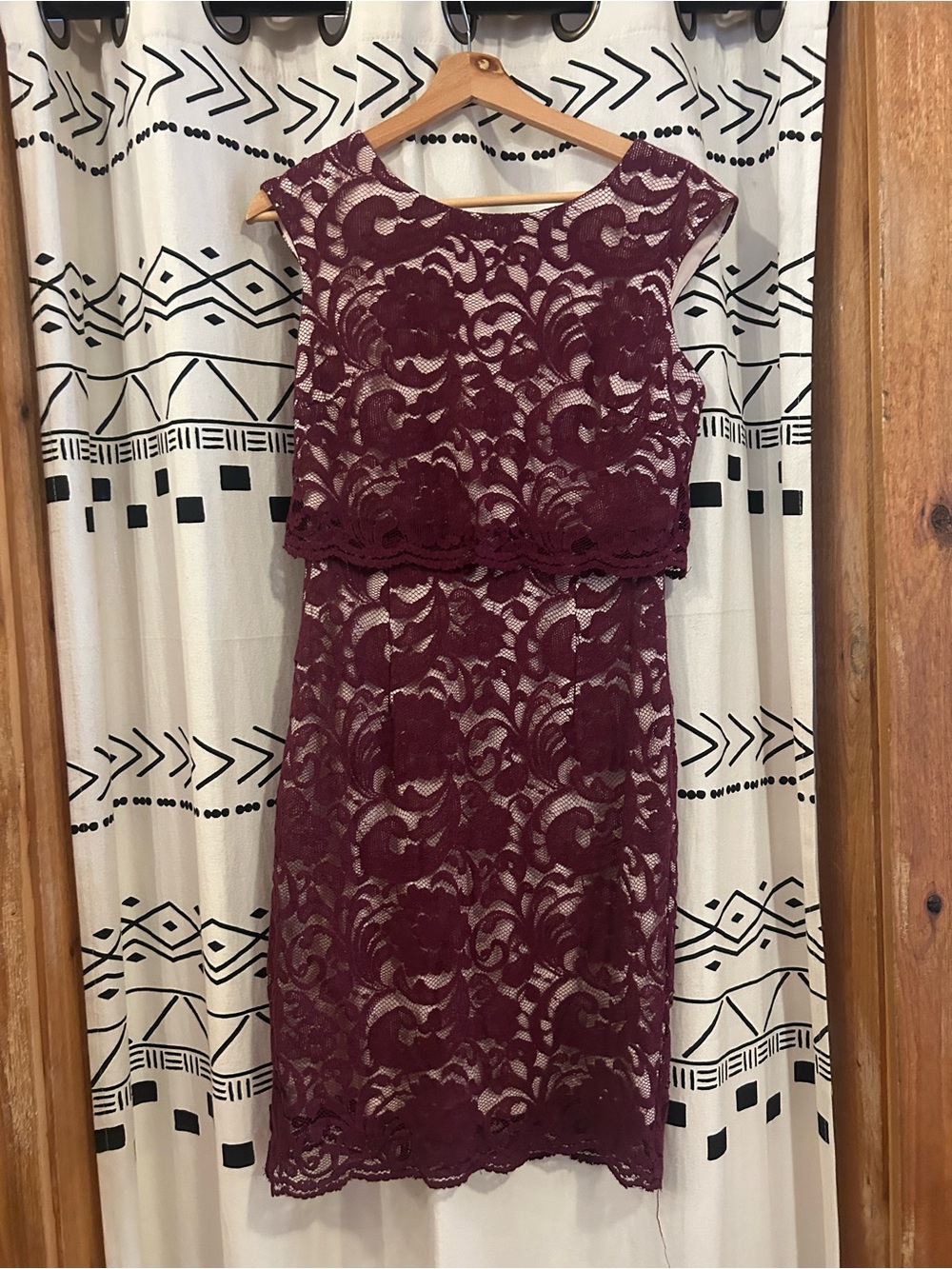 Jax Burgundy Lace Overlay Midi Dress